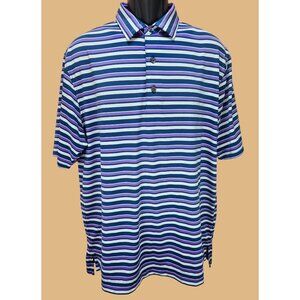FootJoy FJ Mens Striped Polo Large Blue & Purple